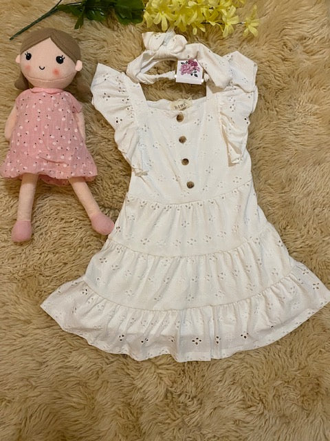 Between 2 Piece Toddler Girl White Summer Dress